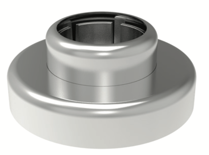 Base con tapa piso-muro a tubo de 38.1mm para barandales