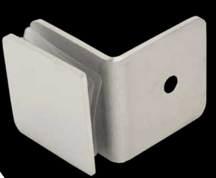 Clip Cristal Muro 90° Acero Inox. Cromo 