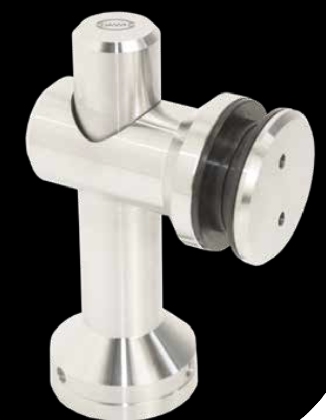 Conector Ajustable P/Vidrio Con Chapetón Acero Inox Satín