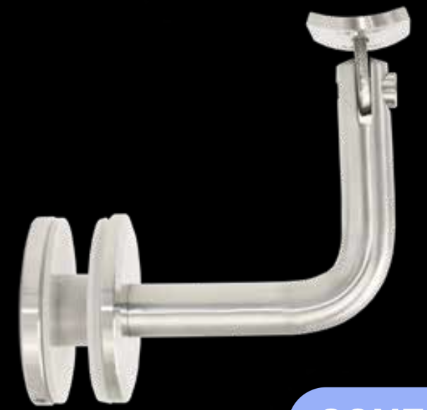 Conector Vidrio Pasamanos Articulado Acero Inox. Satin