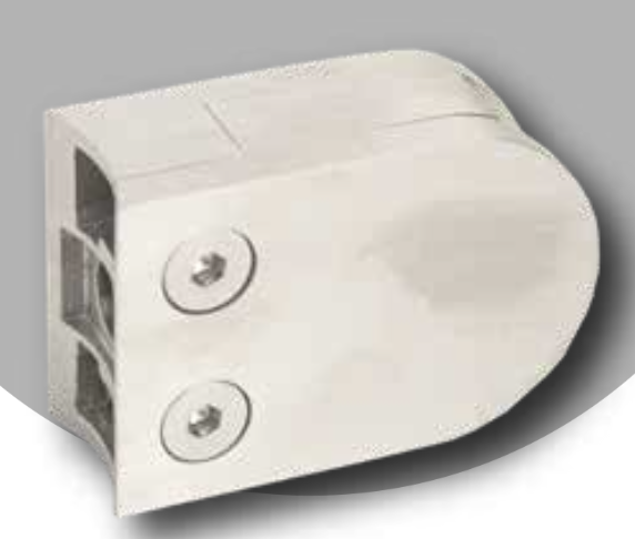Conector Grapa Curvo con Tope Acero Inox Satin (Incluye Perno para Opción a Resaque) 