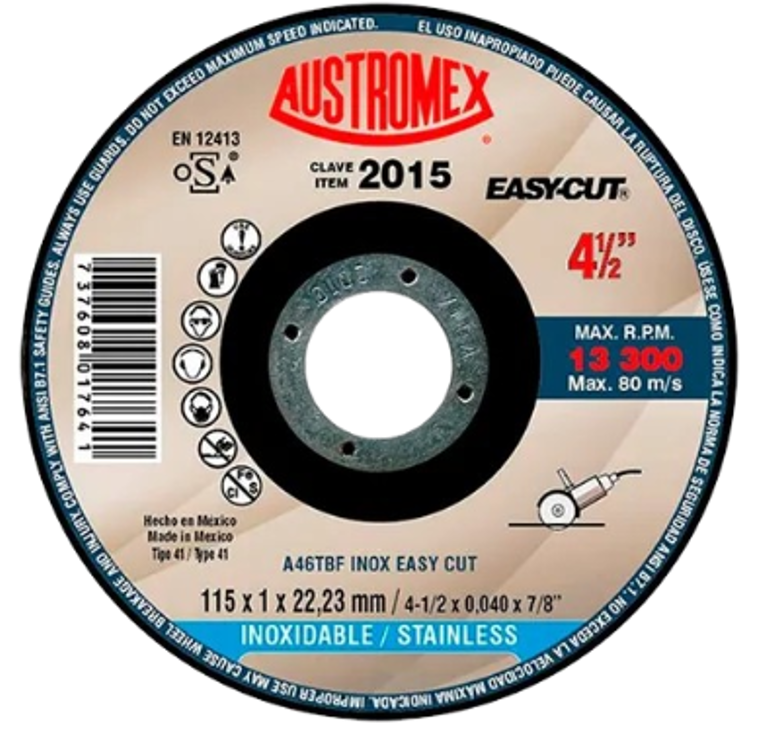 Discos de corte de Acero Inoxidable 4 1/2"