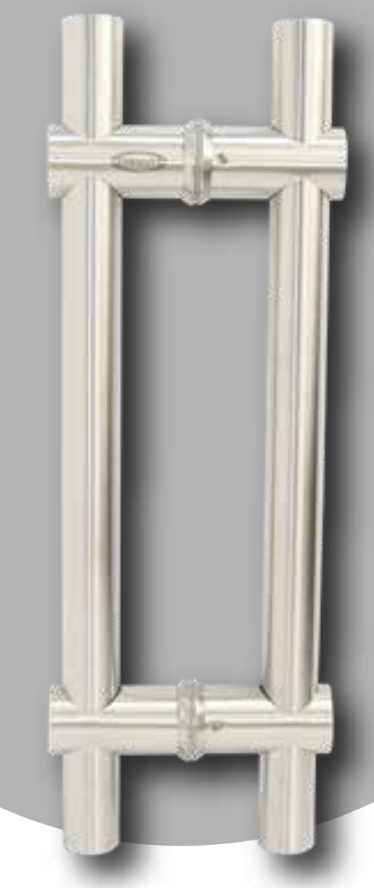 Jaladera para Cristal Tipo H 45 cm. Con Centros Ajustable Acero Inox. Satin 
