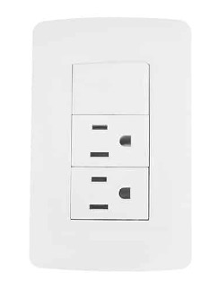 Placa con 1 Apagador + 2 Contactos