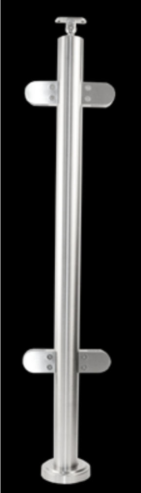 POSTE DE 2in P/BARANDAL DE 95 CM C/BASE, TAPA Y 4 CONECTORES GRAPA A 180? Y TAPA FINAL CON CONECTOR