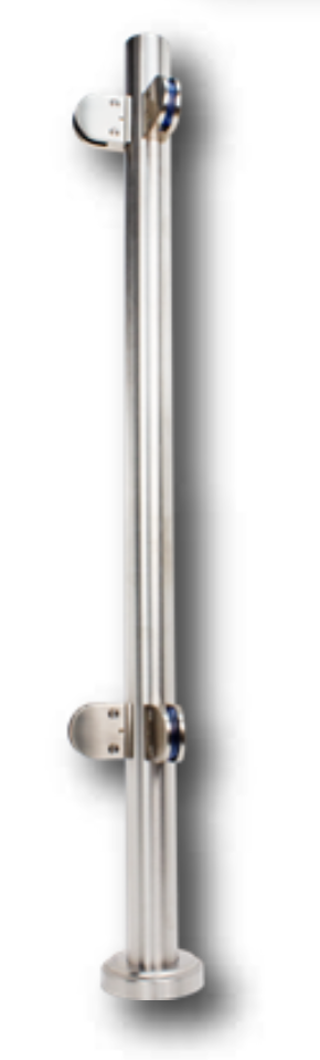 Poste de 2" para Barandal de 1 Mt. con Base, Tapa y 4 Conectores Grapa a 90° (Incluye Expansor y Tor