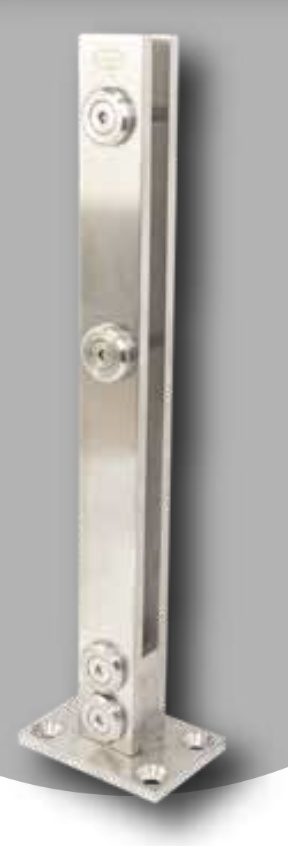 Poste de Placa Solida para Barandal de Cristal Negro (Incluye Expansor y Tornillo de Acero Inox.)