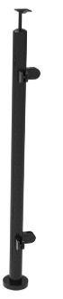 POSTE PARA BARANDAL AC INOX 304/2" 1.00 MT 4 CONECT P/VIDRIO NEGRO A 90GRADOS NEGRO